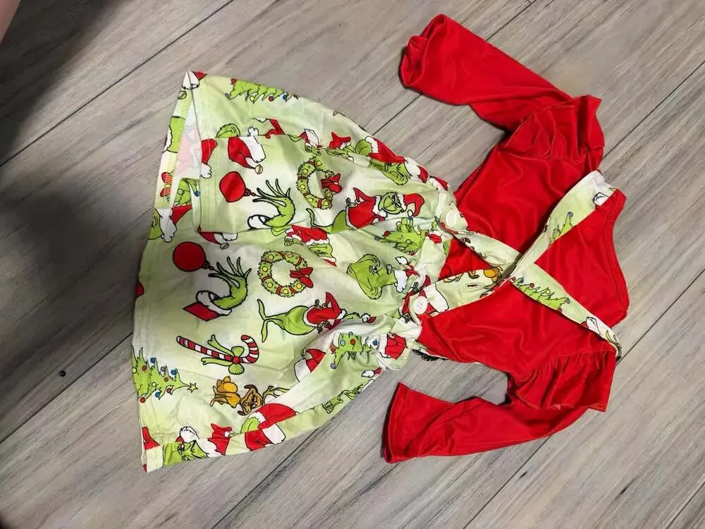 Girl's The Grinch Christmas Holiday jumper dress Gown